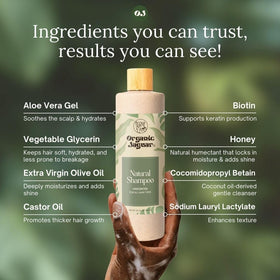 Organic Jaguar shampoo bottle on bathroom shelf for tidy routine