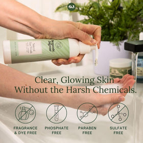 Organic Jaguar bottle next to hand showing 6 fl oz size for travel convenience