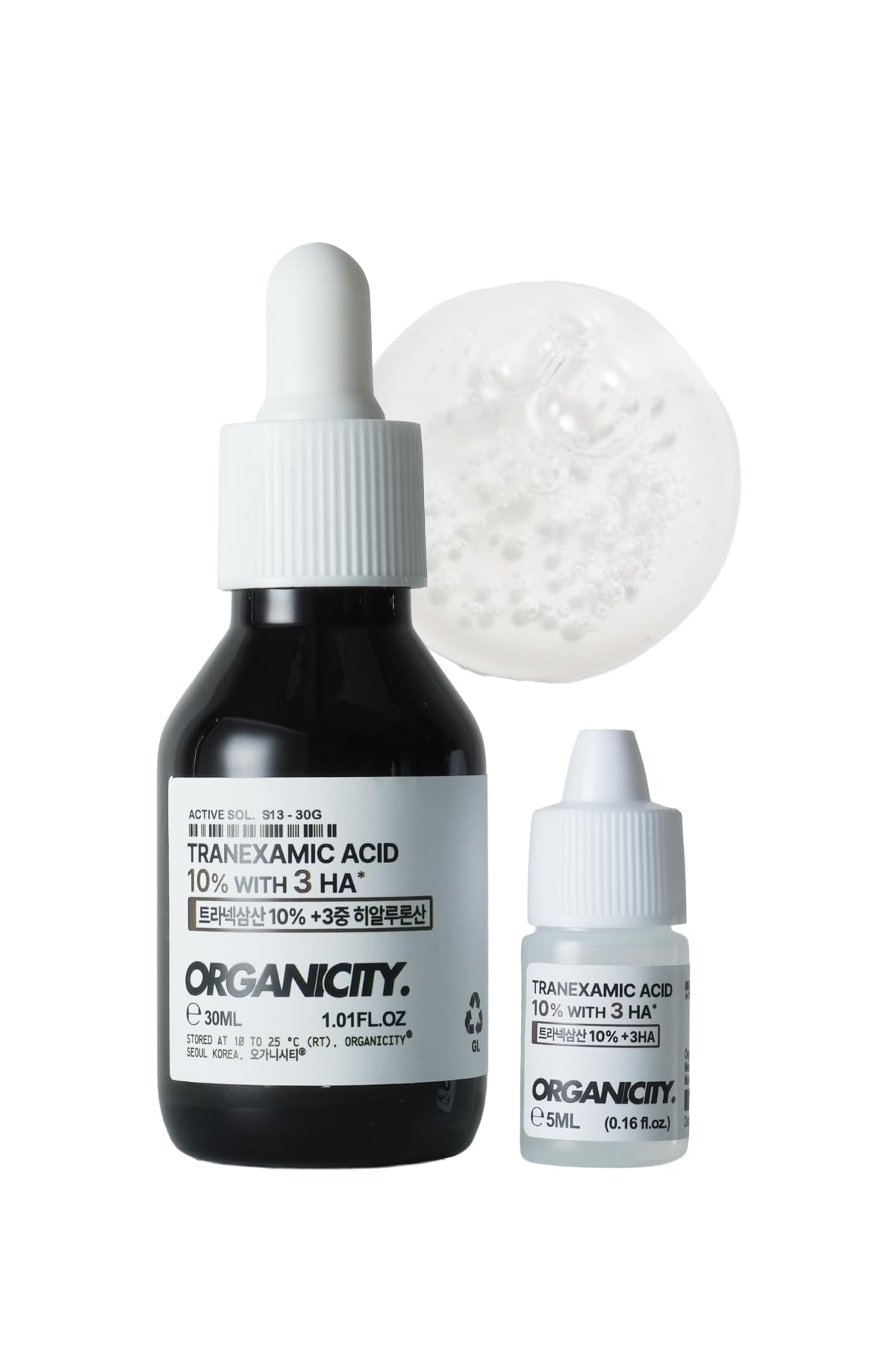 Organicity front packaging glass bottle showing clean lab-inspired design and effectiveness