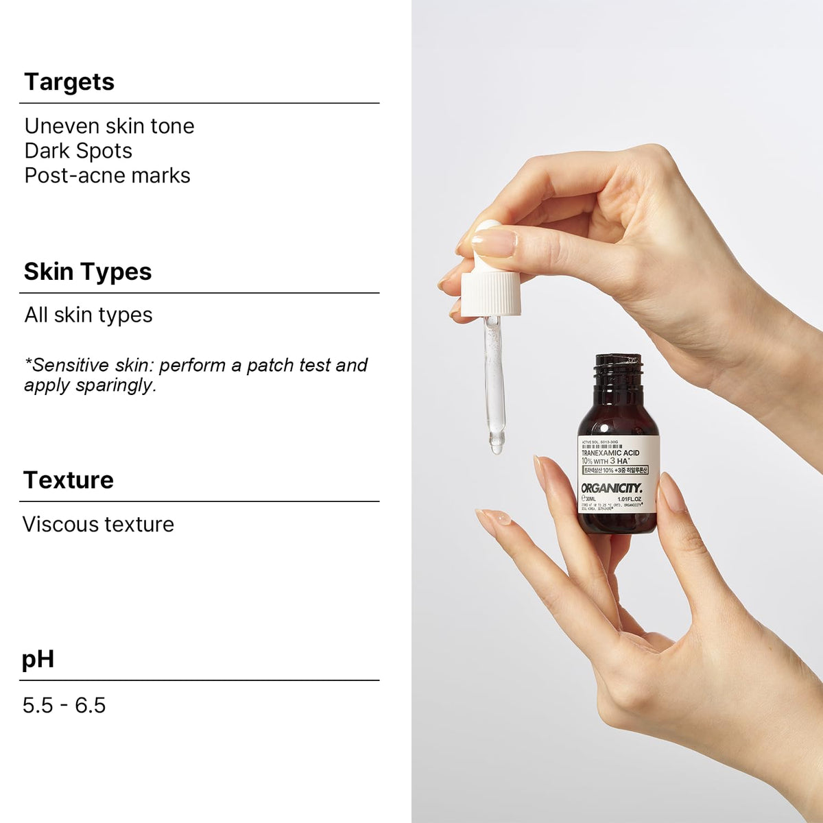 Organicity size comparison in hand scale illustrating full-size and mini bottle practicality