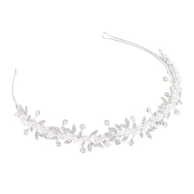 Oriamour front view silver flower headband showing elegant finish and versatile style