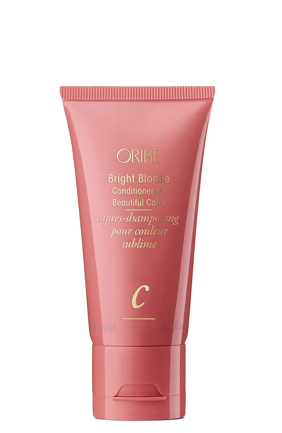 Oribe bottle front packaging showing label and travel size benefit