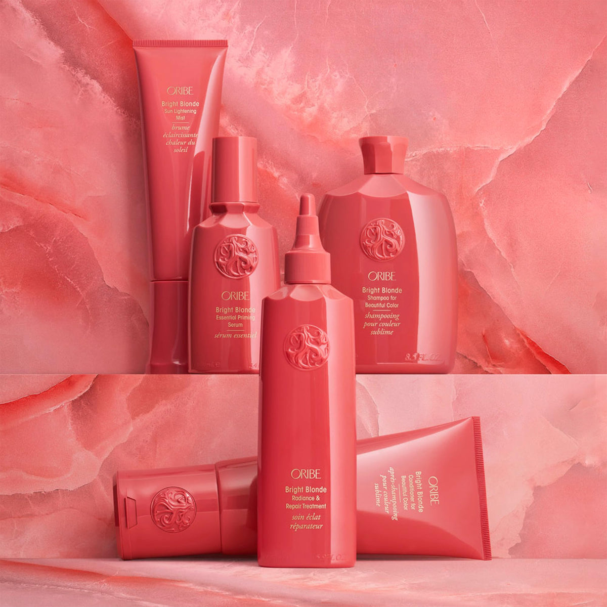 Oribe Bright Blonde oil blend ingredients close-up showing nourishment benefit