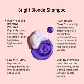 Oribe Bright Blonde travel cap and label detail highlighting brand and product benefits