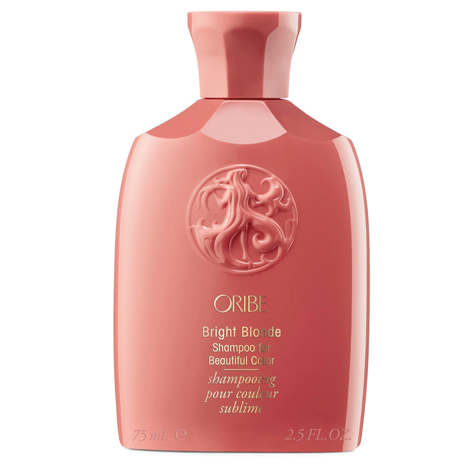 Oribe Bright Blonde travel front packaging showing bottle and label for precise travel use