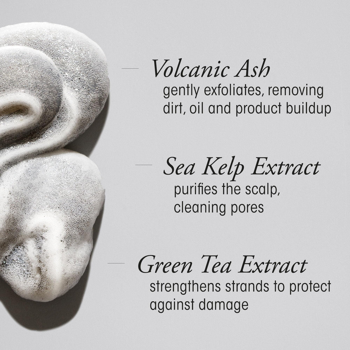 ORIBE in-use application on wet hair, demonstrating deep cleansing and scalp refresh