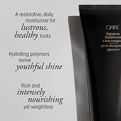 Oribe conditioner on bathroom shelf in lifestyle setting conveying luxury routine