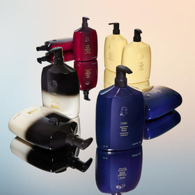 Oribe conditioner paired with Oribe shampoo and treatment showing routine synergy