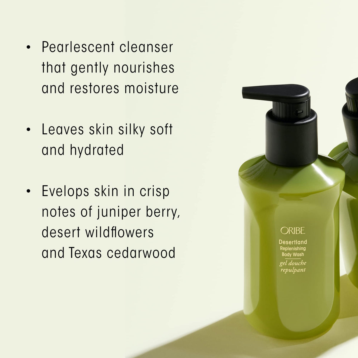ORIBE pump close-up for easy dispensing and controlled usage