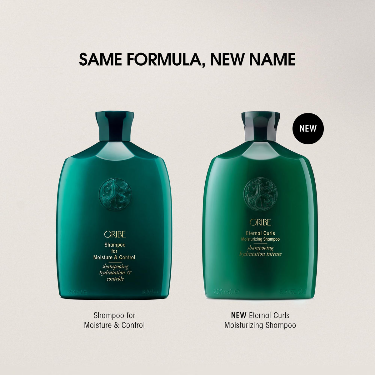 Oribe eternal curls shampoo pump and cap detail highlighting easy dispensing benefit