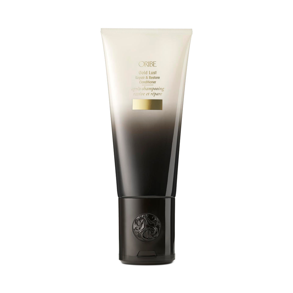 Oribe front packaging showing Gold Lust conditioner and elegant bottle design