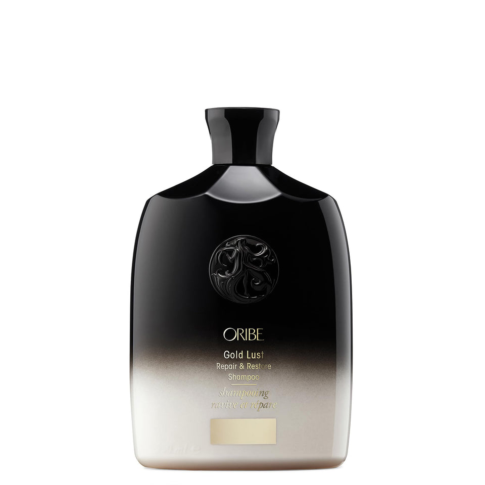 Oribe front bottle showing branding and elegant packaging for luxury care