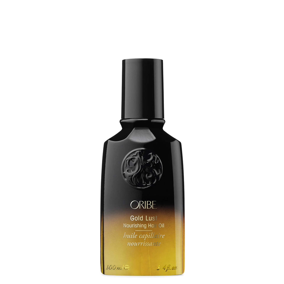 Oribe Gold Lust front bottle showing elegant packaging and luxury finish