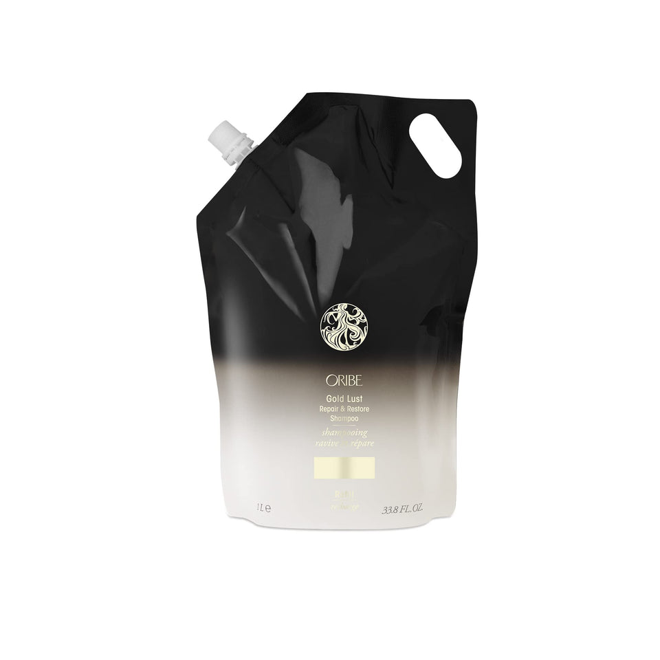 ORIBE liter refill pouch front view showing label and sustainable design benefit