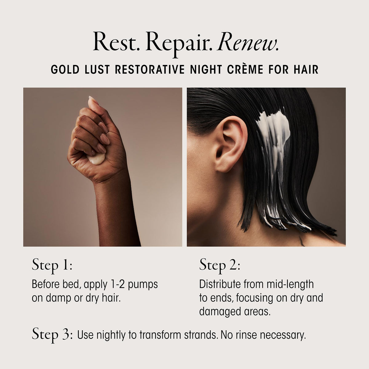 Oribe Gold Lust ingredient label close-up highlighting key repair actives benefit