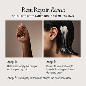 Oribe Gold Lust ingredient label close-up highlighting key repair actives benefit