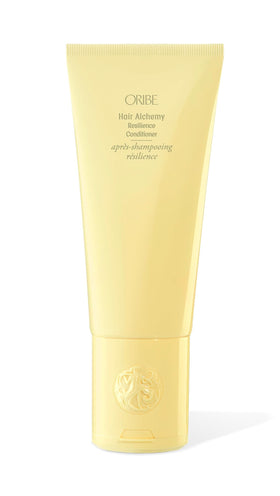 Oribe bottle front packaging shows brand and resilience benefits