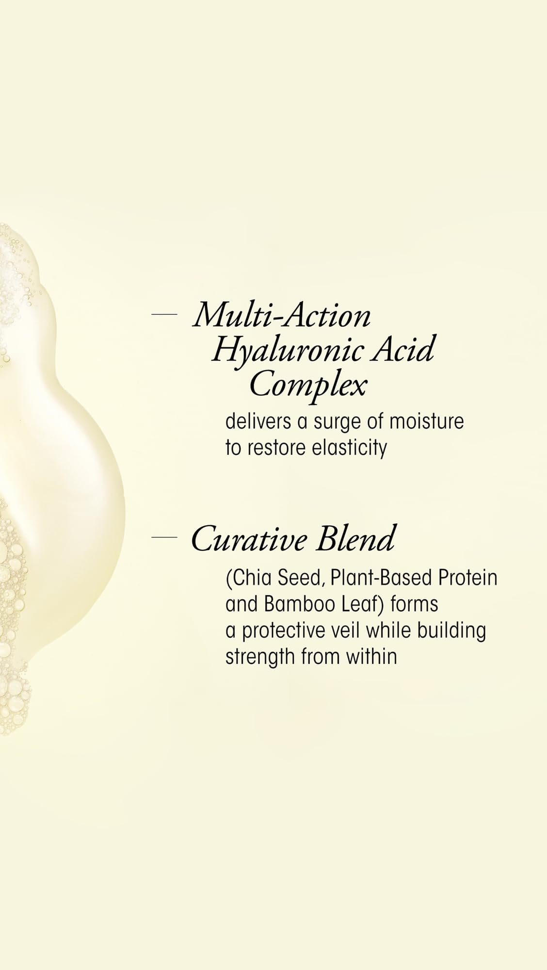 Oribe Hair Alchemy chia seed and bamboo visuals highlighting strengthening actives
