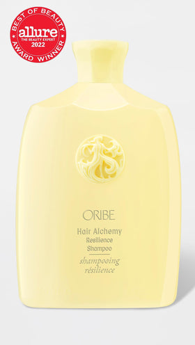 Oribe Hair Alchemy pump and cap detail emphasizing easy dispensing