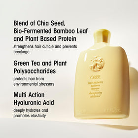 Oribe shampoo lather close-up showing creamy texture and gentle cleansing