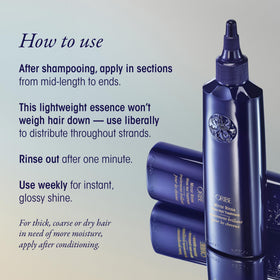Oribe ingredients label closeup showing plant-based hydration benefits