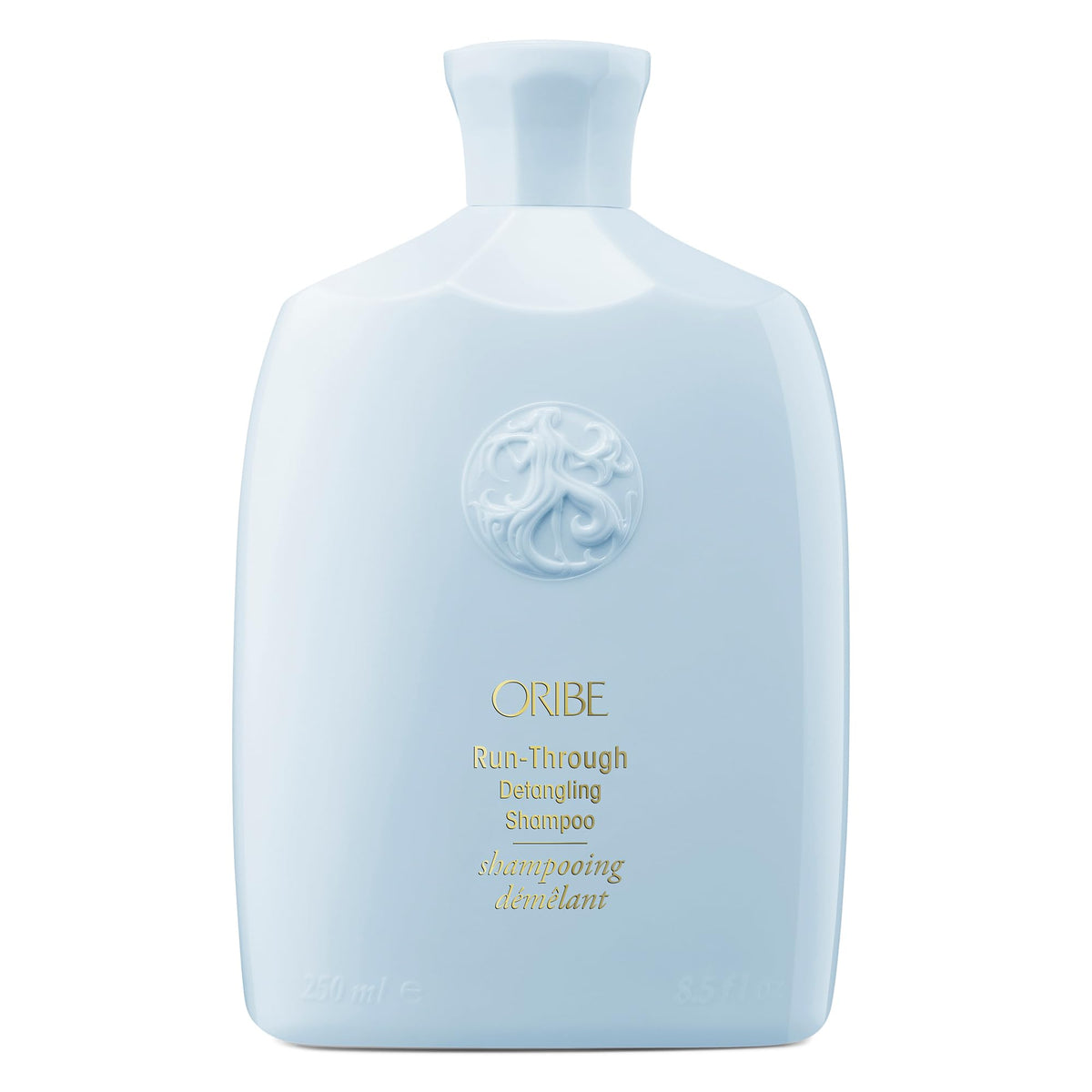 Oribe Run-Through front bottle showing pump and branding for quick identification and use