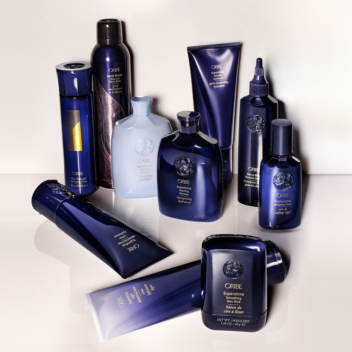 Oribe Run-Through styled in bathroom setting showing salon-quality prep and styling convenience