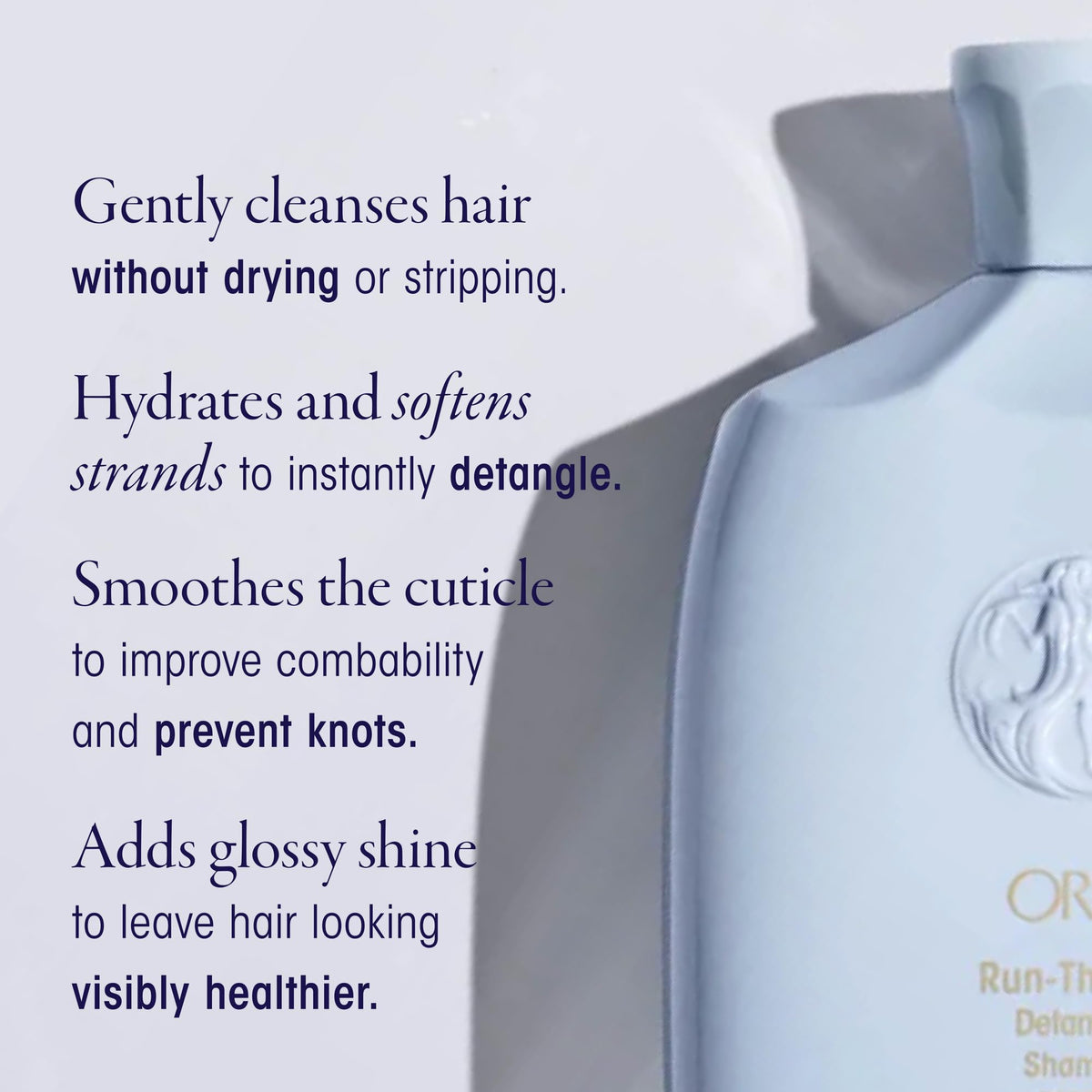 Close-up lather texture of Oribe Run-Through demonstrating gentle, hydrating foam