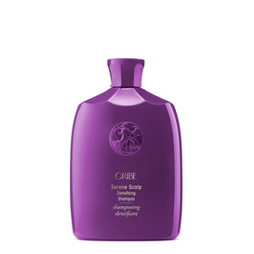 Oribe Serene Scalp front bottle showing sleek packaging and brand luxury benefit