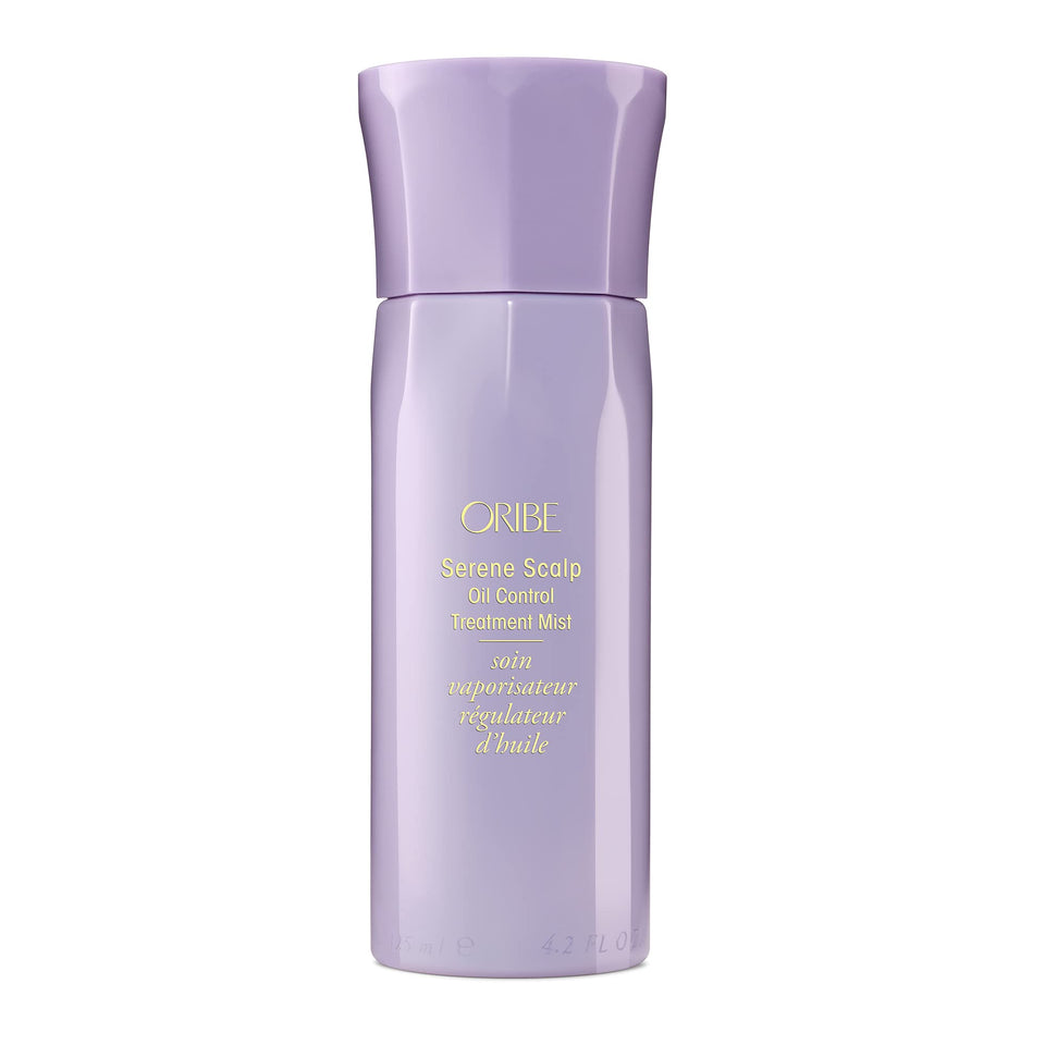 ORIBE Serene Scalp mist front packaging shows bottle and label, communicates premium benefit