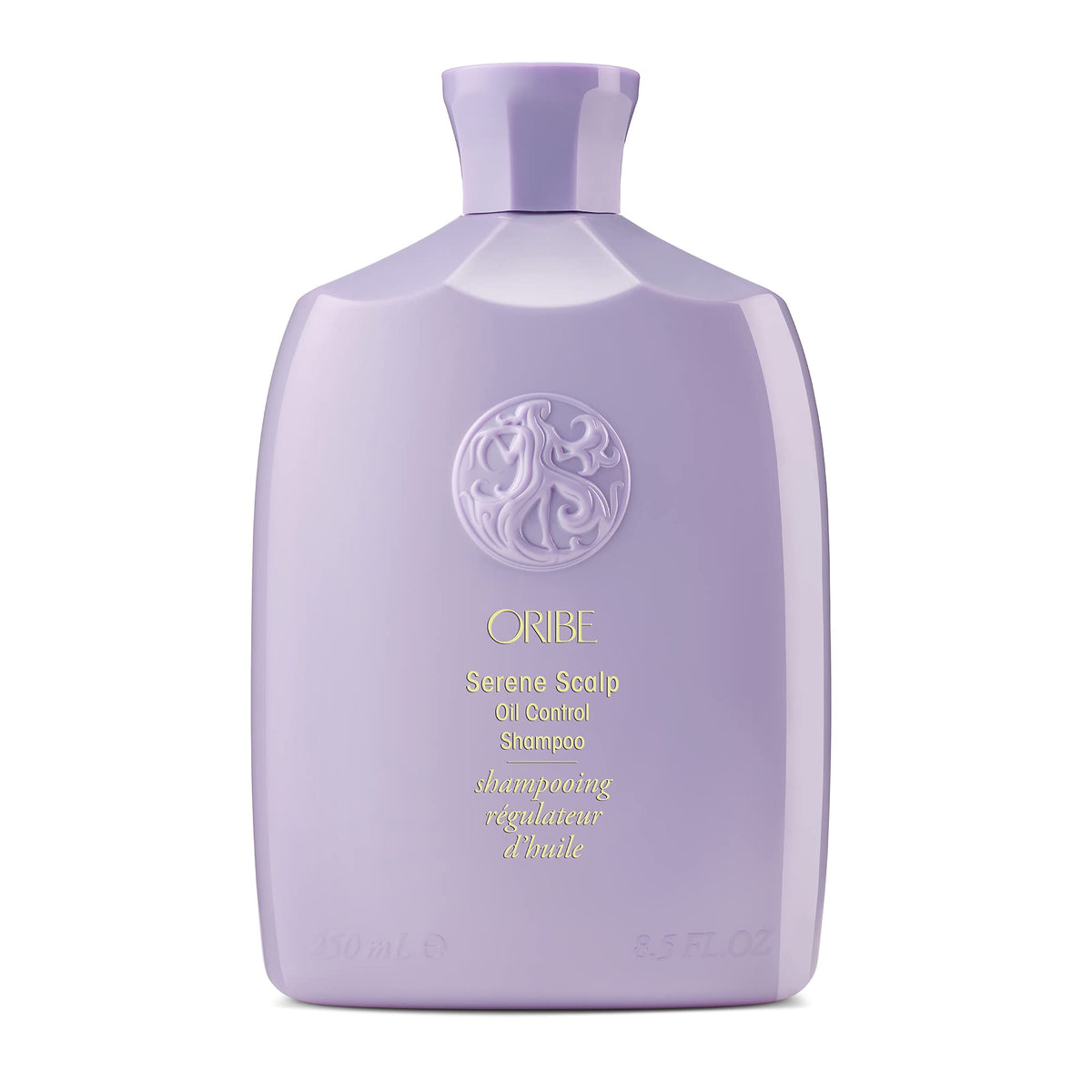 Oribe bottle front view showing lavender packaging and oil-control benefit