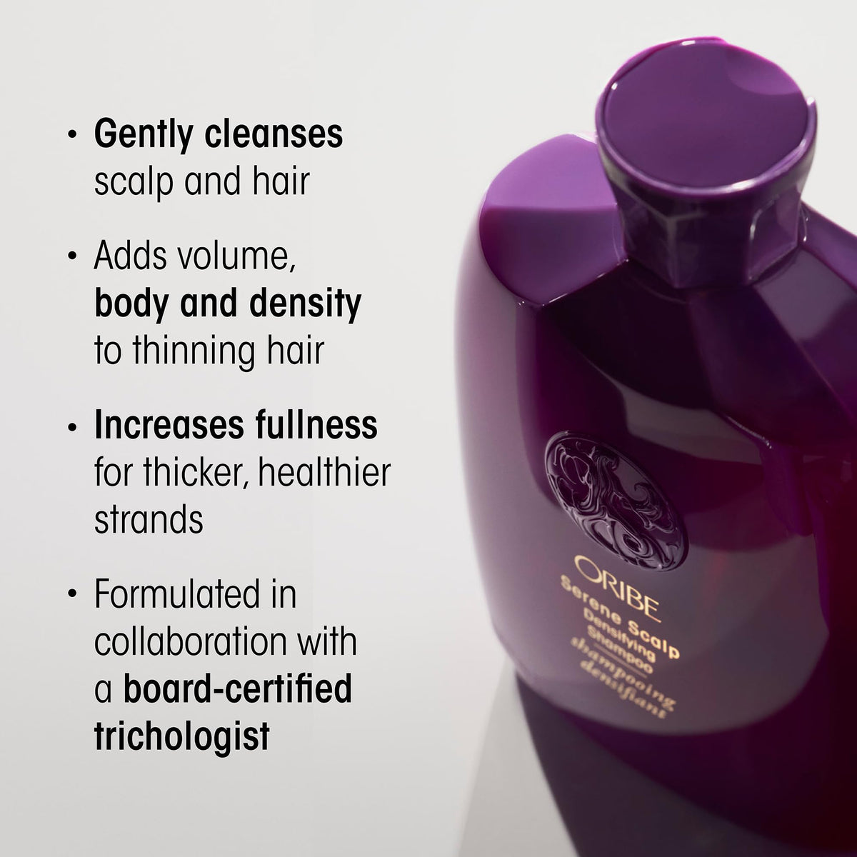 Oribe Serene Scalp creamy lather texture demonstrating gentle cleansing benefit
