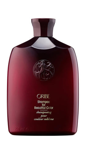 ORIBE front bottle of Shampoo for Beautiful Color showing label and 8.5 oz size for shelf-ready presentation