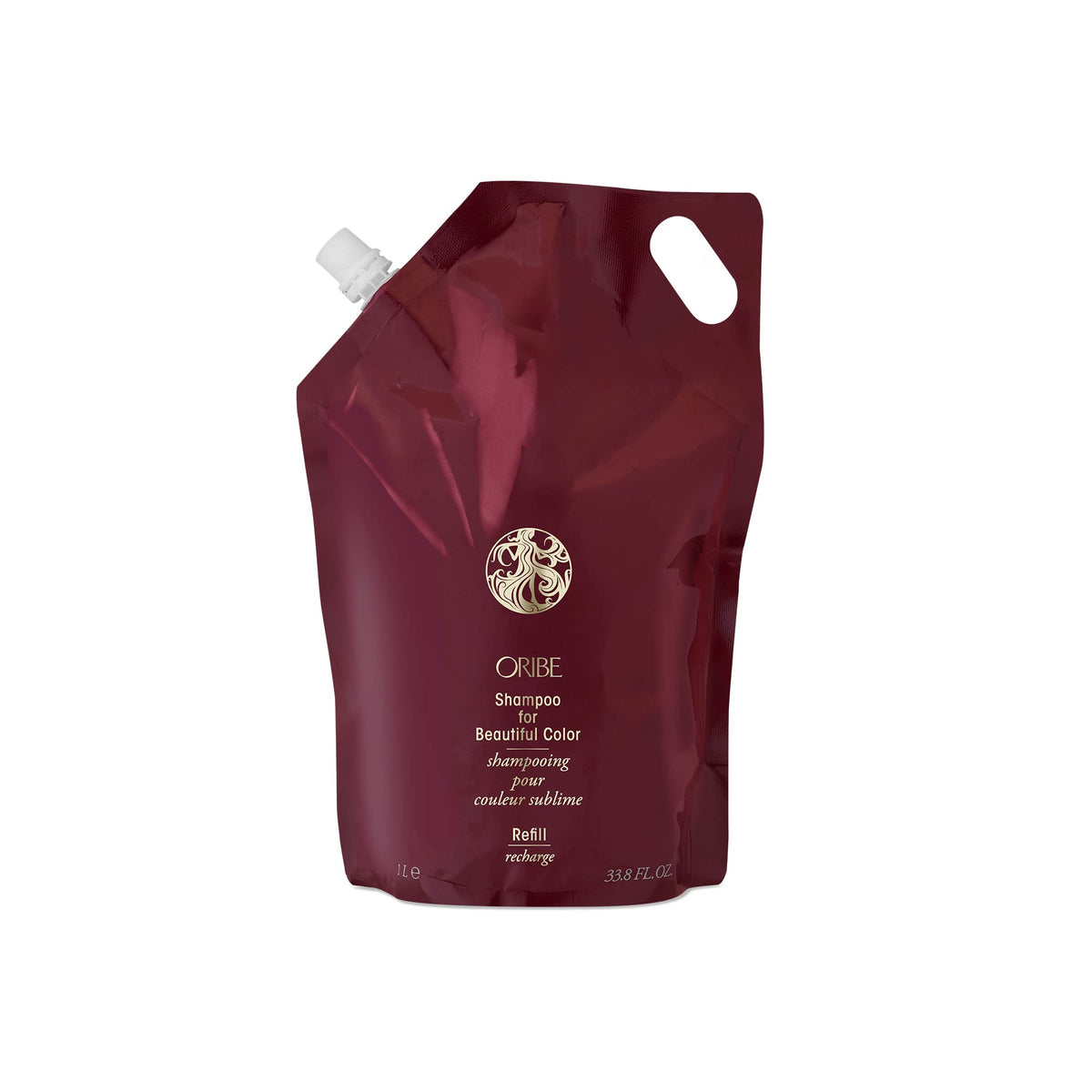Oribe liter refill front shot showing product and brand protection