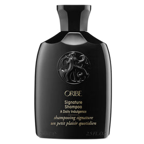 Oribe Signature Shampoo front bottle showcasing brand and elegant packaging benefit