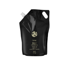 Oribe liter refill pouch front view showing brand and eco benefits