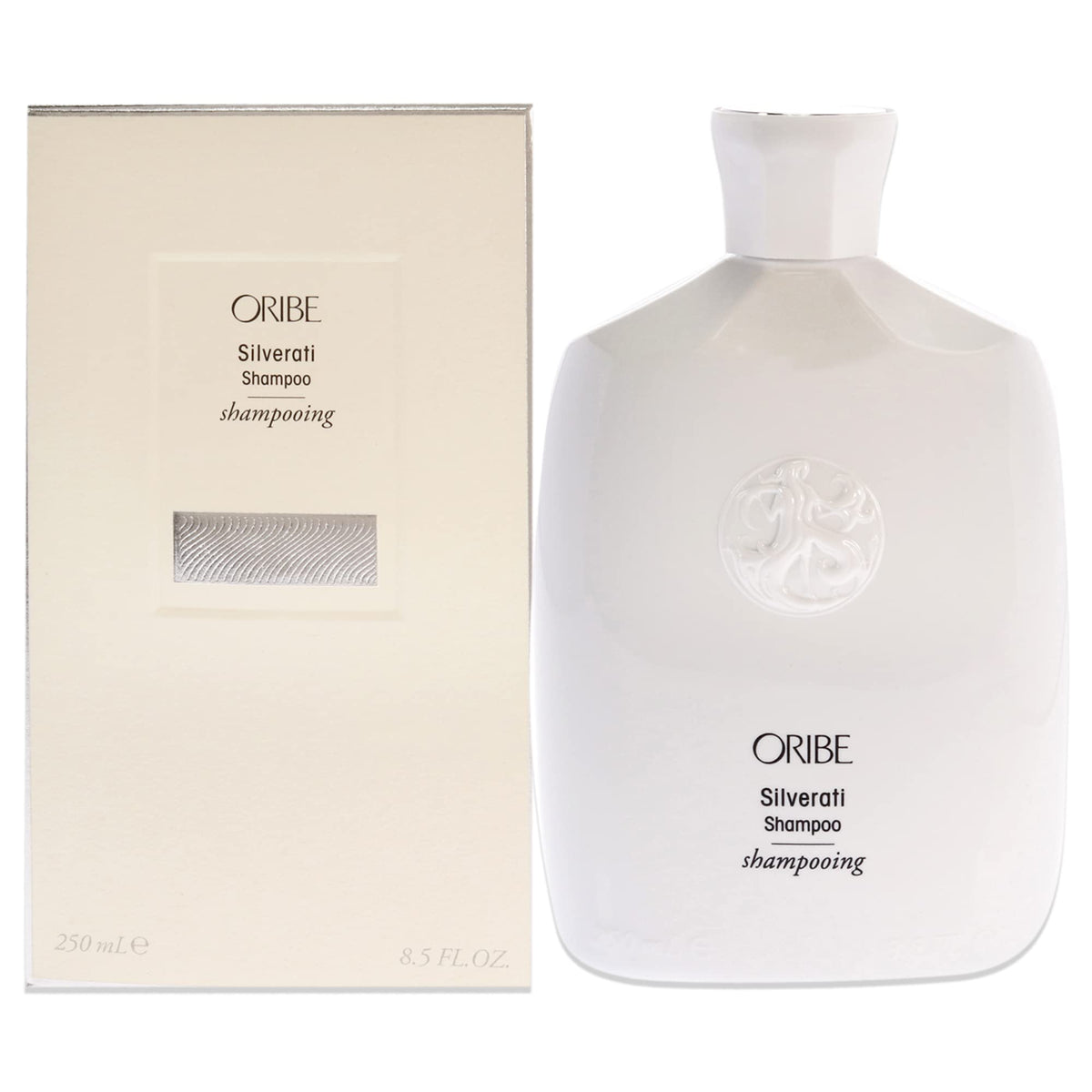 Oribe Silverati front packaging showing bottle and label benefits