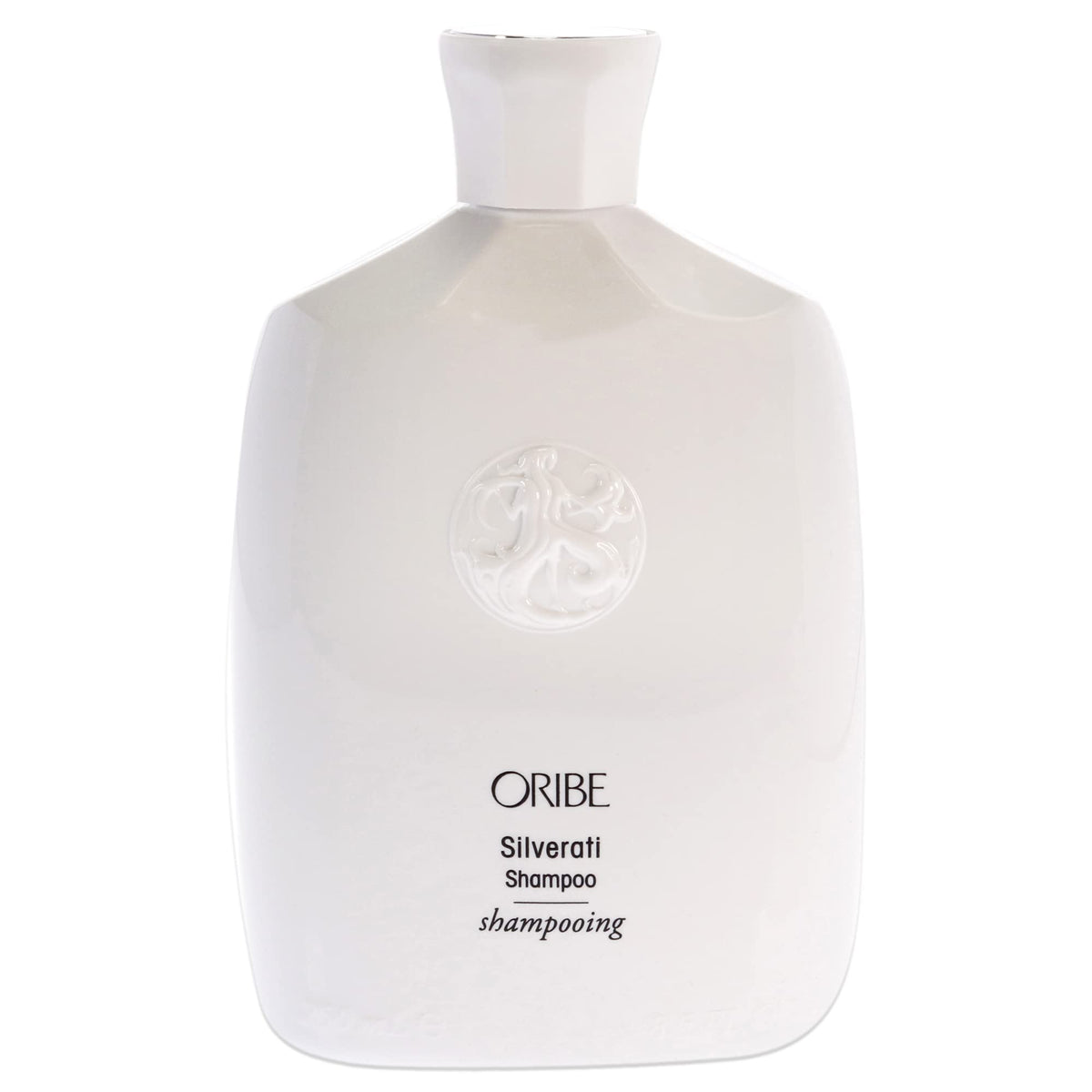 Oribe Silverati pump and label detail highlighting premium branding