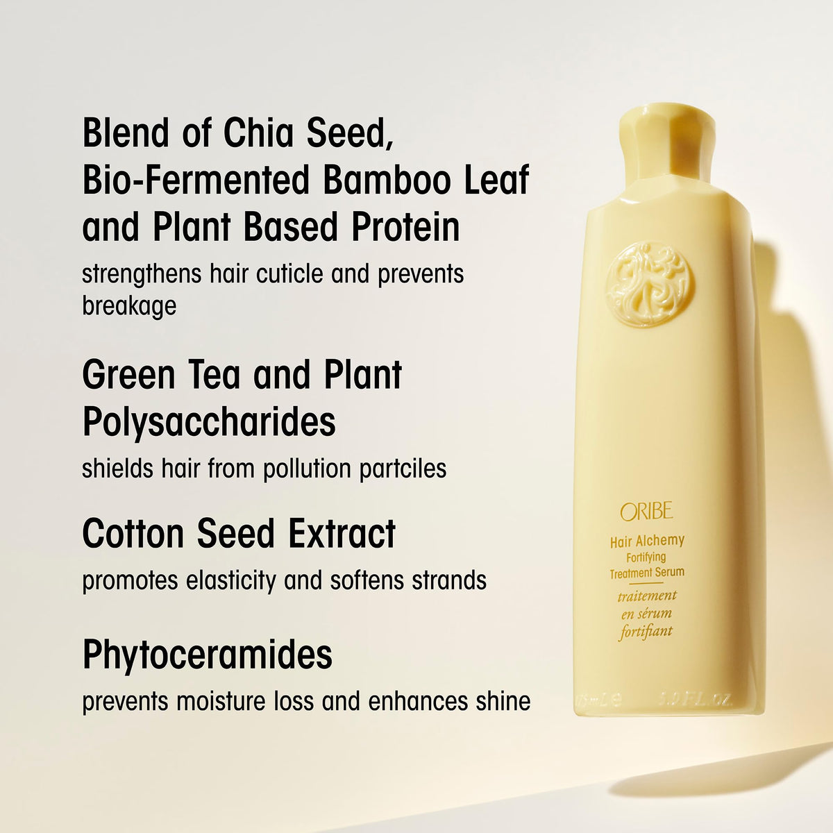 Oribe bottle in hand for scale showing the 5.9oz travel-friendly benefit