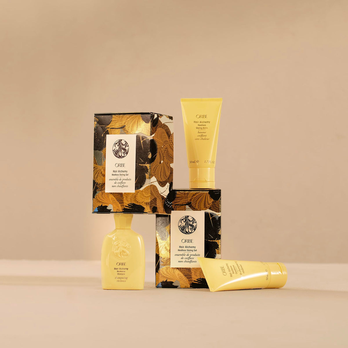 ORIBE styled hair lifestyle shot with glossy, smooth hair showing salon-finish benefit