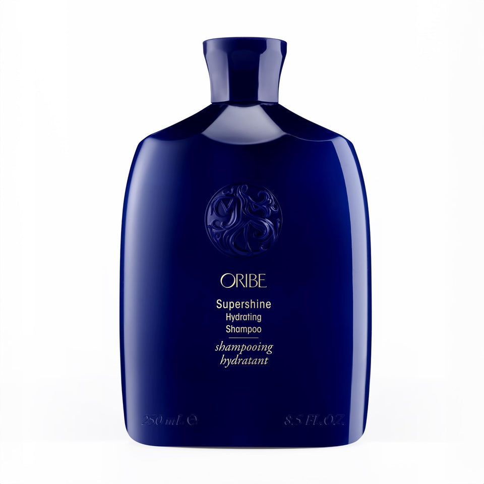 Oribe Supershine front bottle showing elegant packaging and hydration benefit
