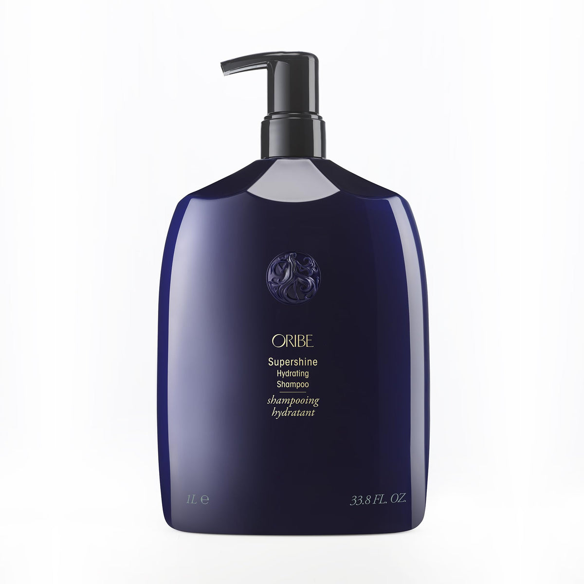 Oribe Supershine front packaging displaying large 33.8oz bottle for value