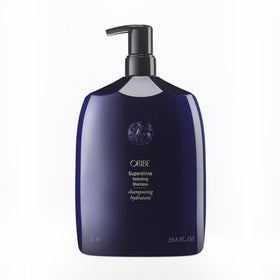 Oribe Supershine front packaging displaying large 33.8oz bottle for value