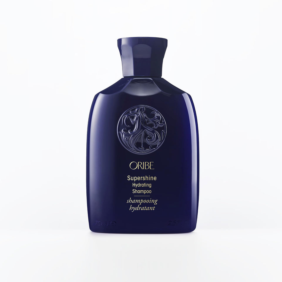 Oribe Supershine front packaging showing sleek bottle and product name for travel convenience