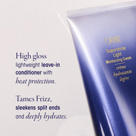 Oribe Supershine Light cream texture closeup emphasizing lightweight moisture