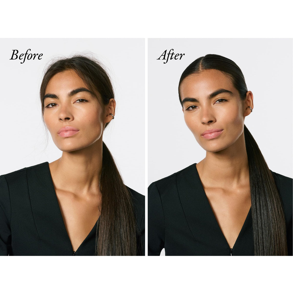 Oribe wax stick open cap showing smooth wax texture for precise application