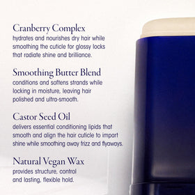 Oribe wax stick with cranberries and castor seeds showing nourishing ingredients