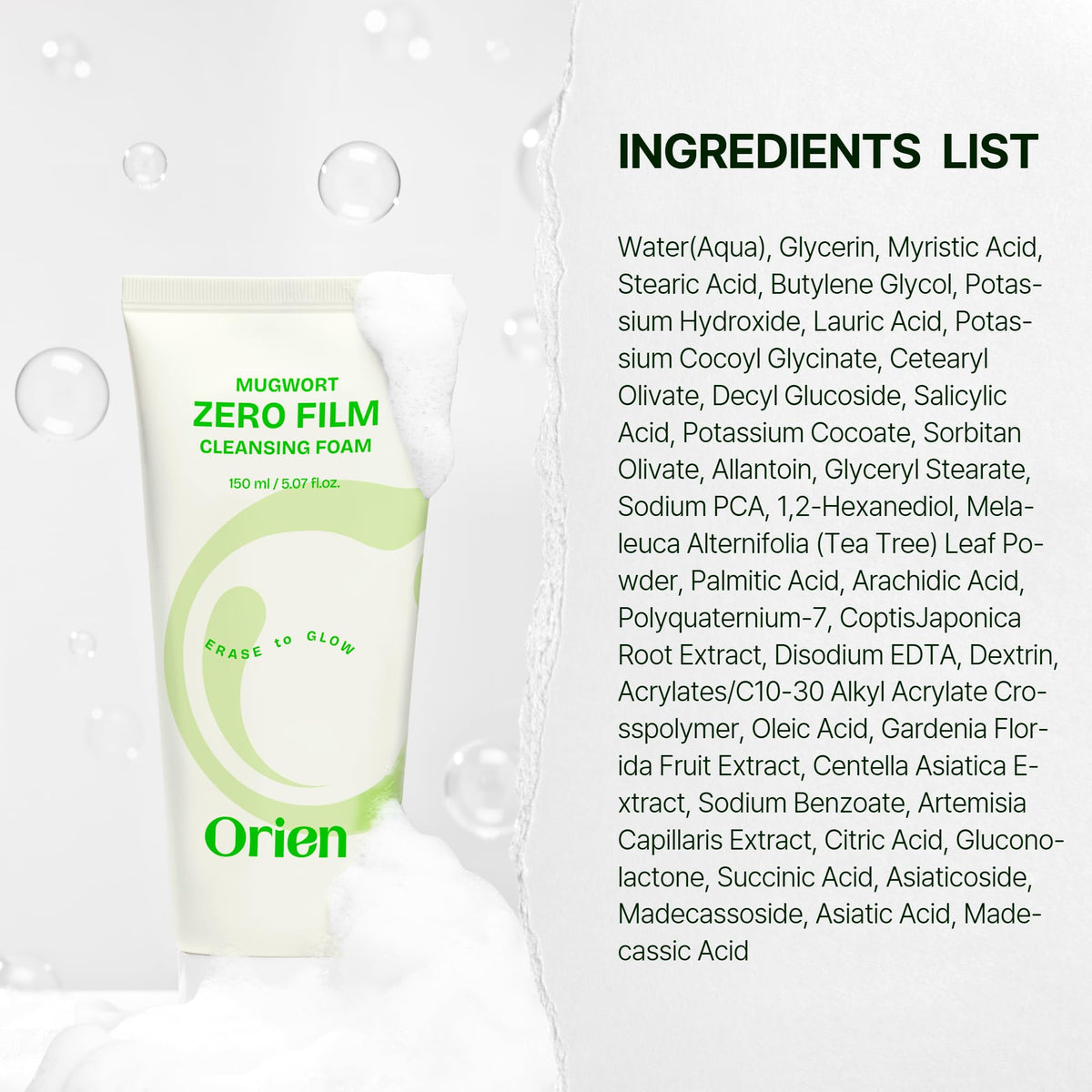 Orien botanical extracts flatlay emphasizing calm, skin-friendly formulation