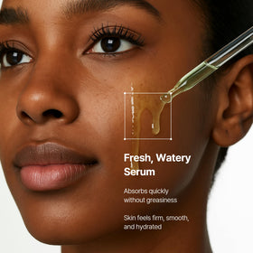 Orien serum dispensed on hand demonstrating easy application and spreadability