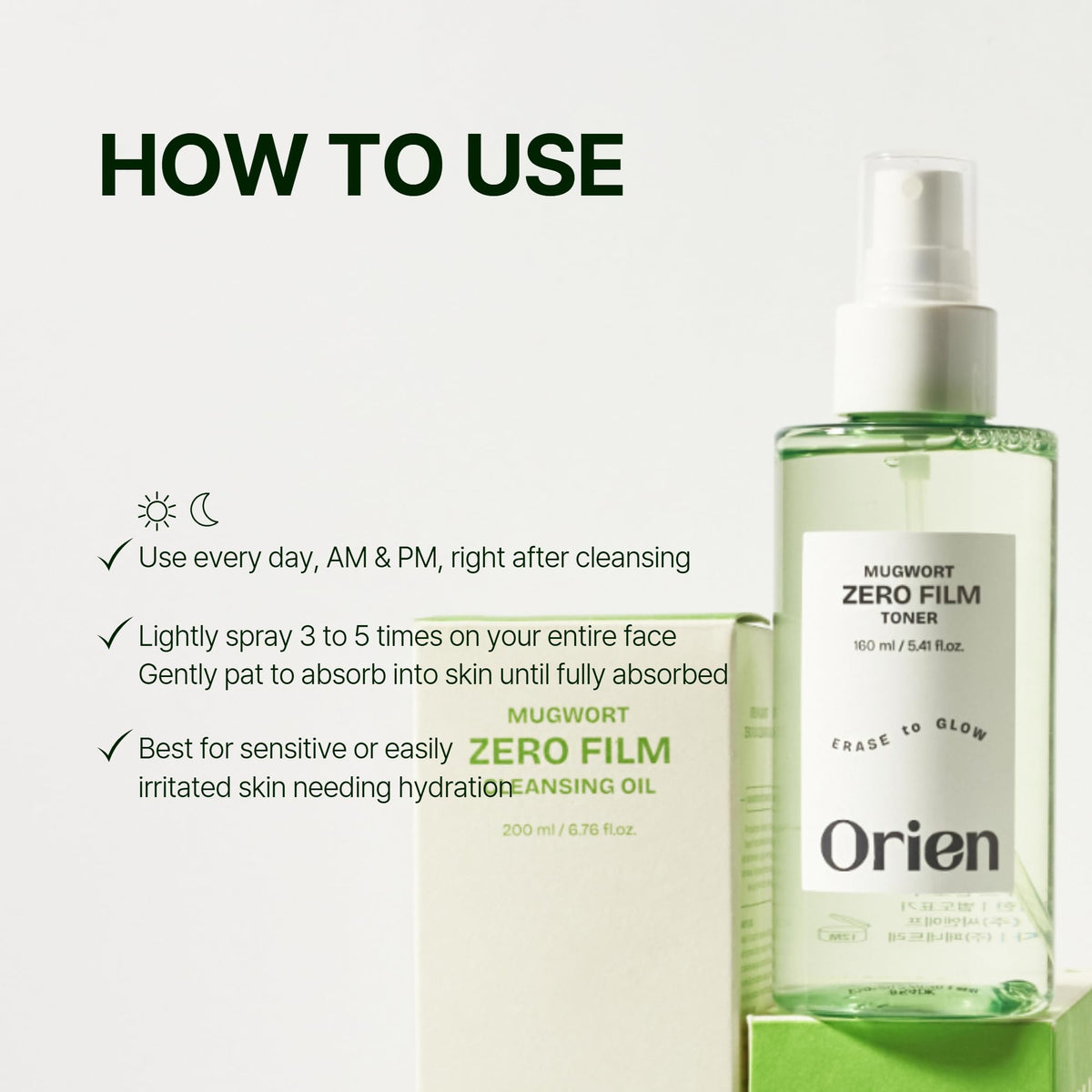 Orien toner on nightstand for nightly routine convenience